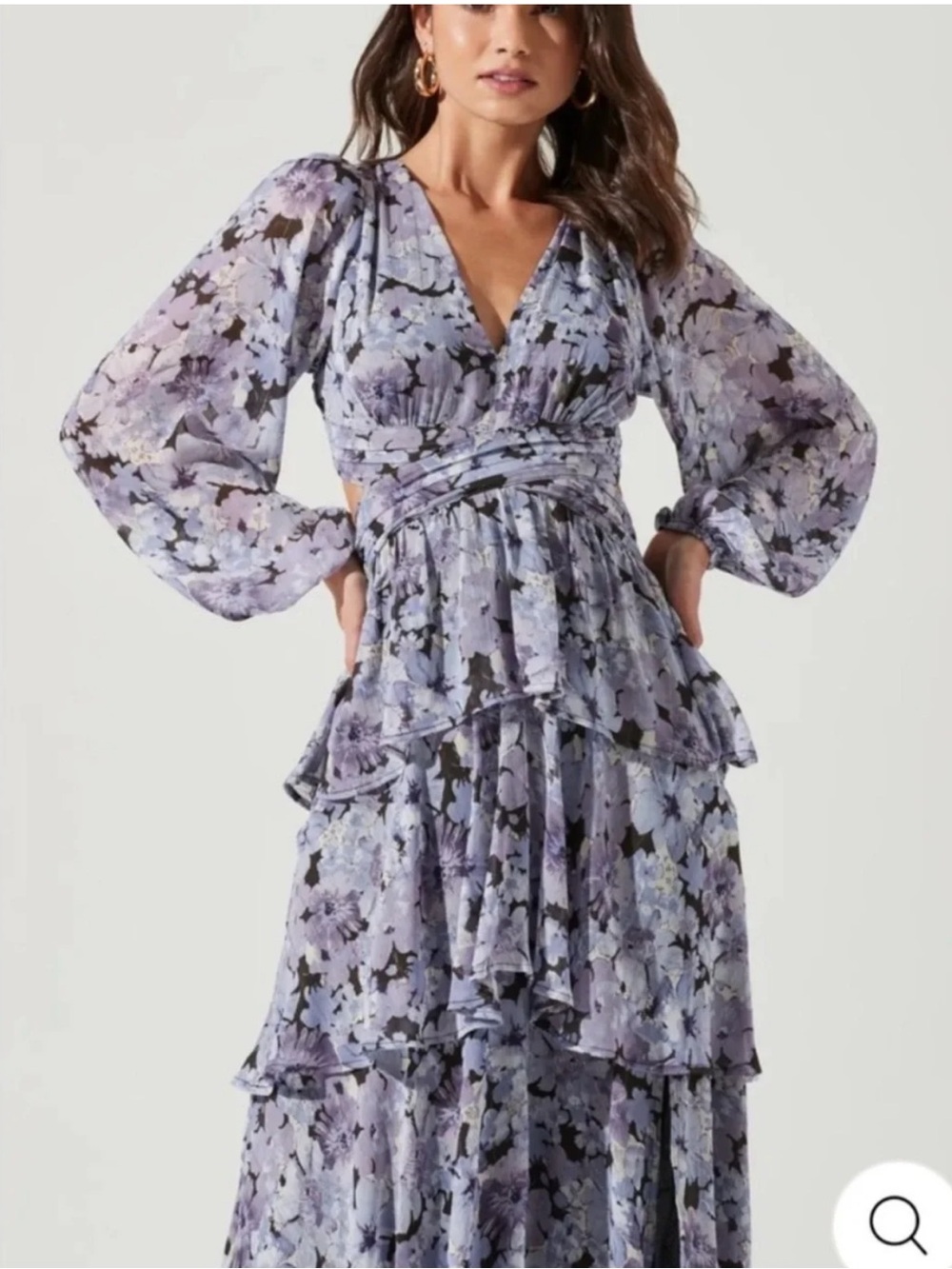 Astr Lavender Floral Tiered Maxi Dress